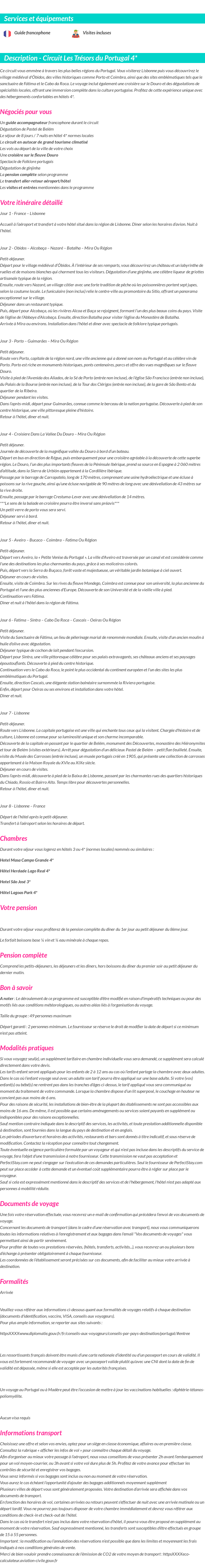 Détails du séjour