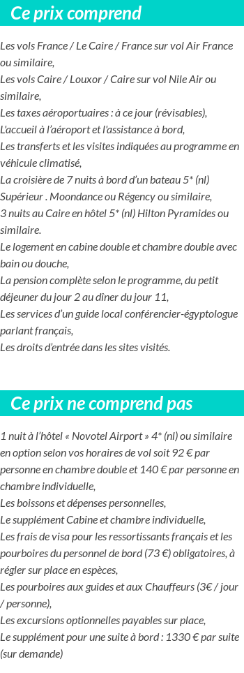 Conditions tarifaires