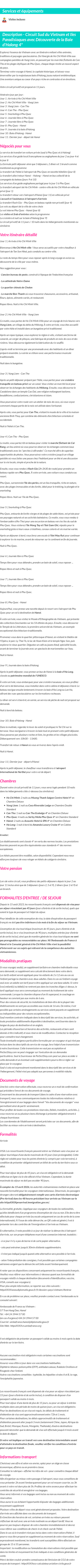 Détails du séjour