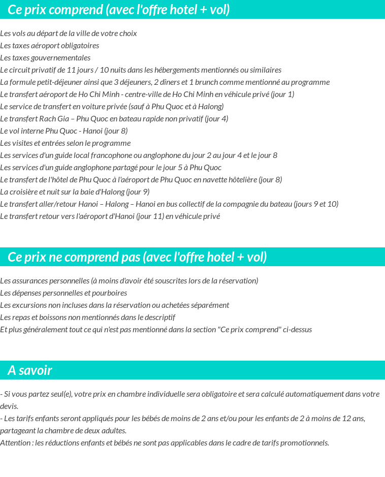 Conditions tarifaires