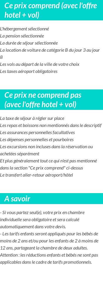 Conditions tarifaires