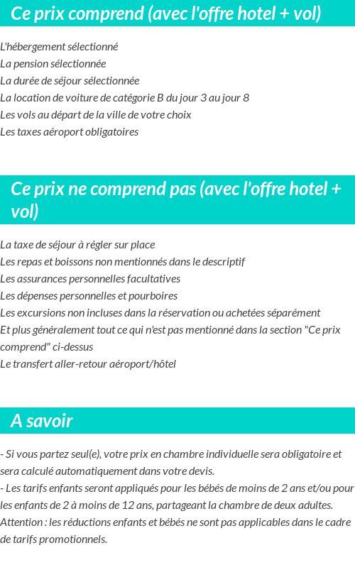 Conditions tarifaires