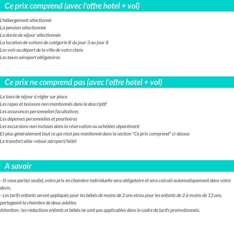 Conditions tarifaires