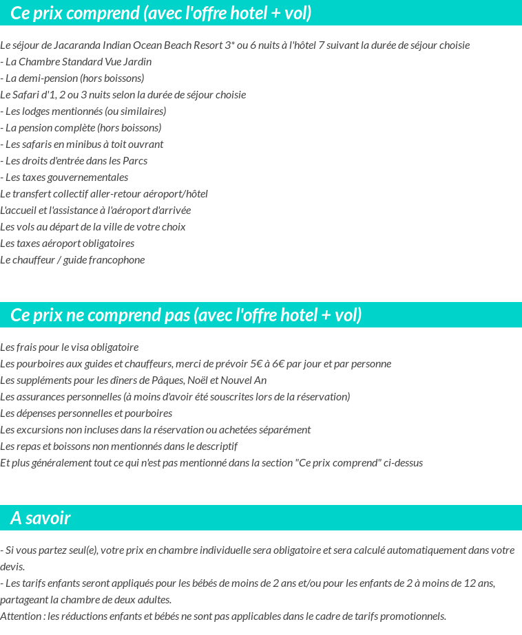 Conditions tarifaires