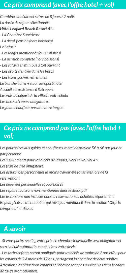 Conditions tarifaires