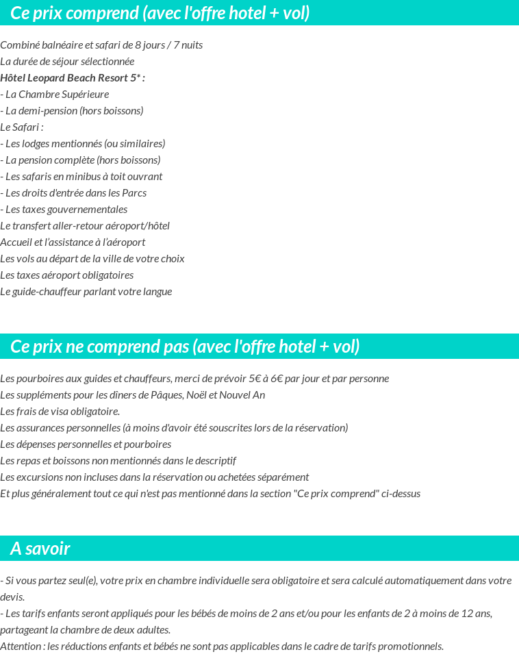Conditions tarifaires