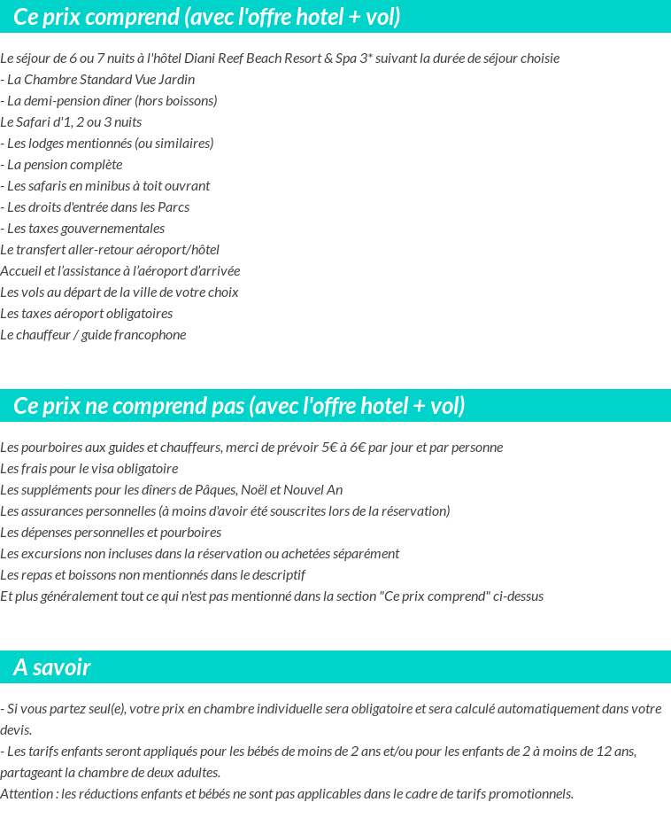 Conditions tarifaires