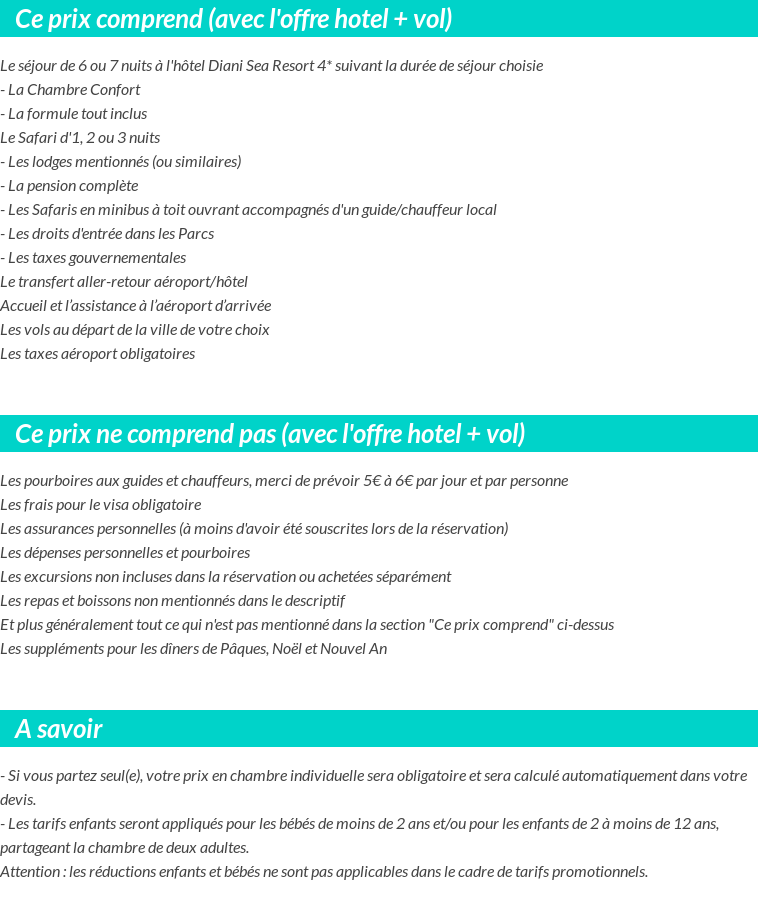 Conditions tarifaires