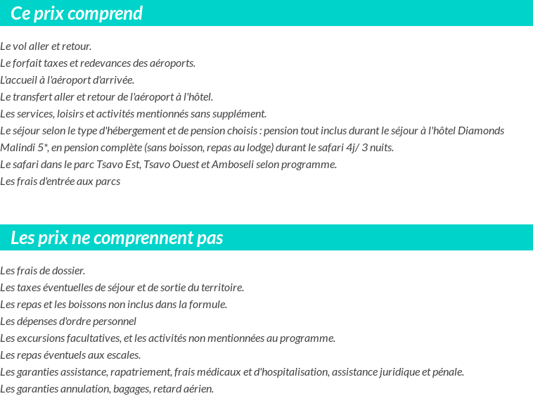 Conditions tarifaires
