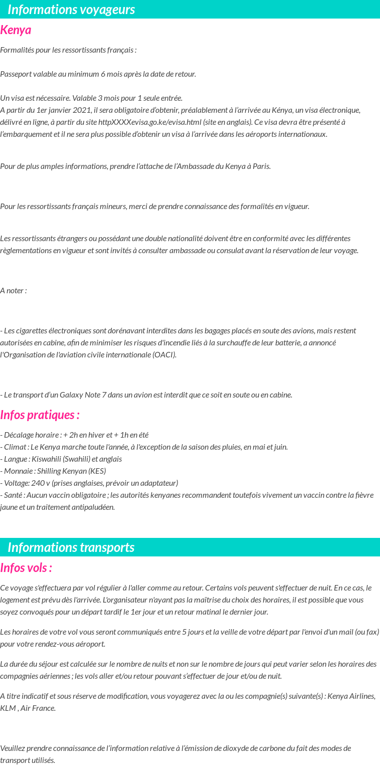 Formalités et infos voyageurs