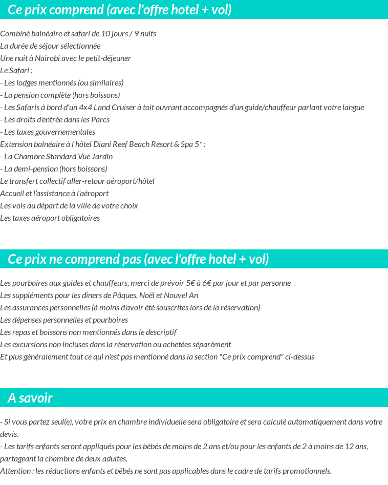 Conditions tarifaires
