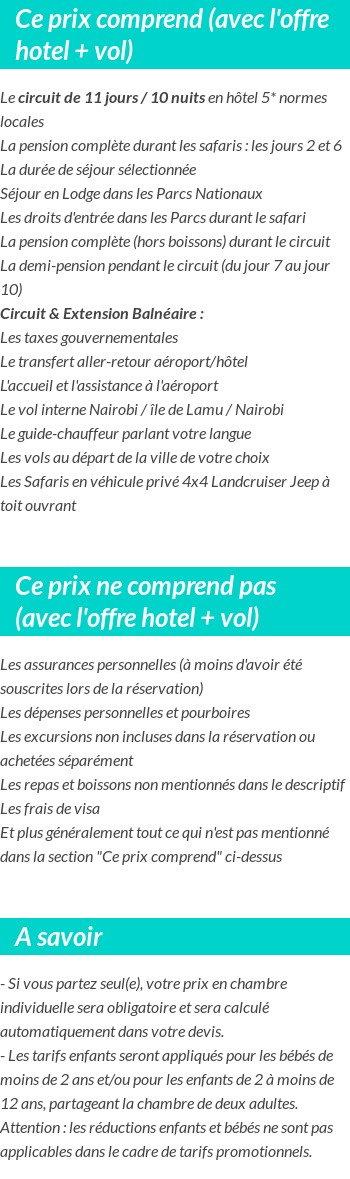 Conditions tarifaires
