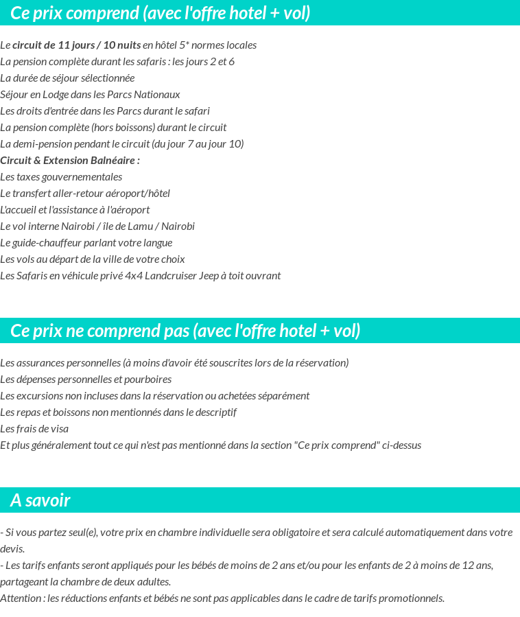 Conditions tarifaires