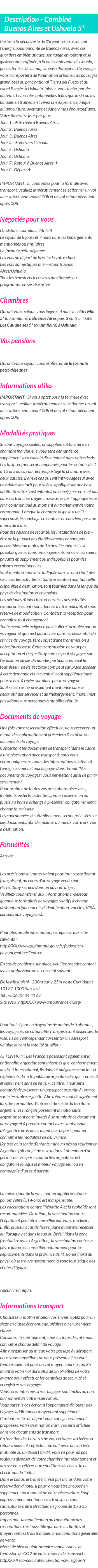 Détails du séjour