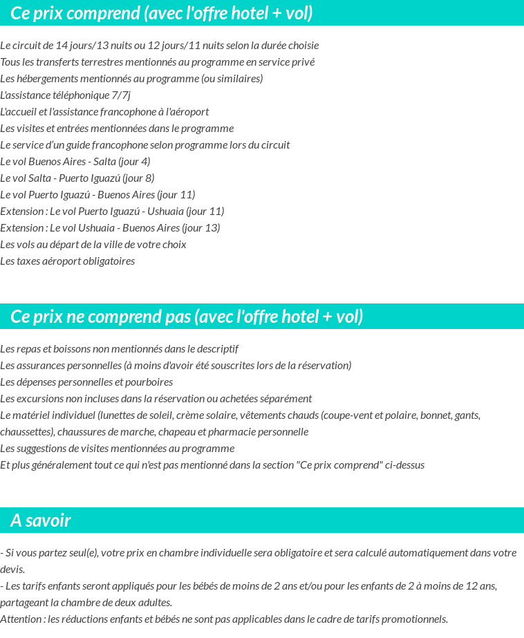 Conditions tarifaires
