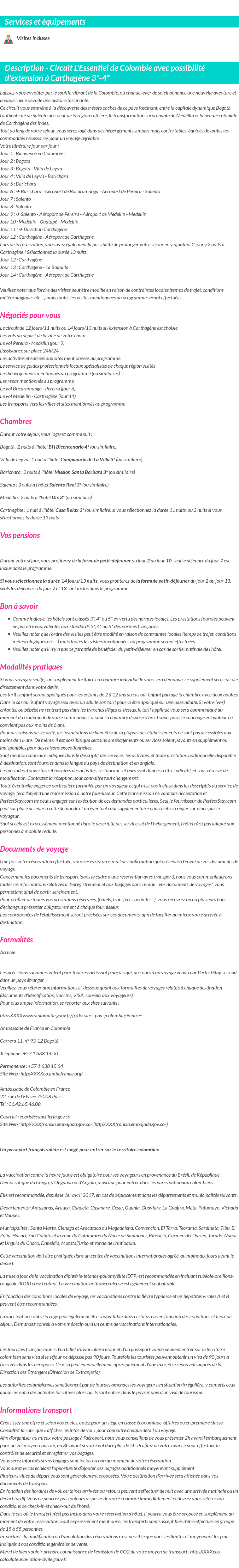 Détails du séjour