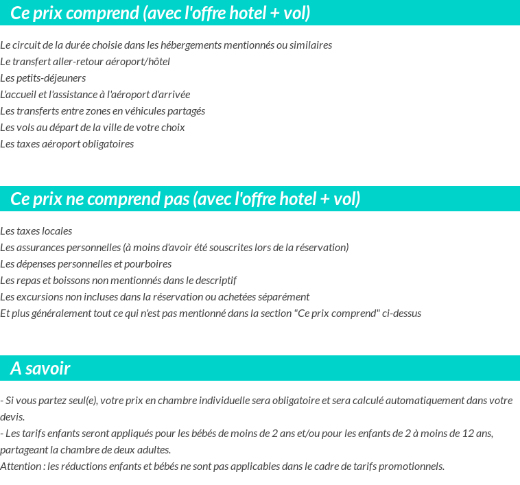 Conditions tarifaires