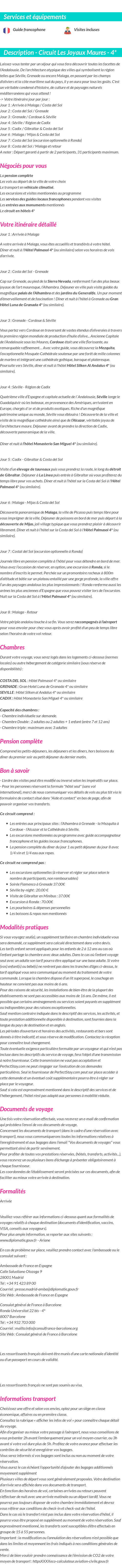 Détails du séjour