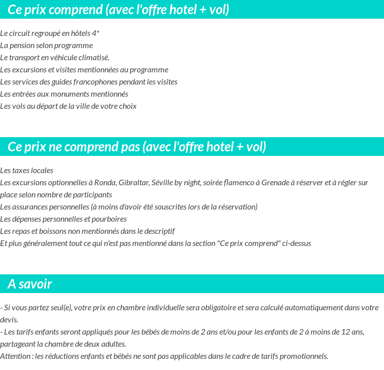Conditions tarifaires
