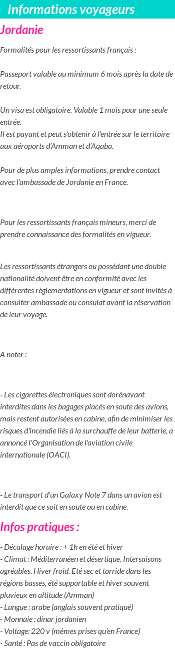 Formalités et infos voyageurs