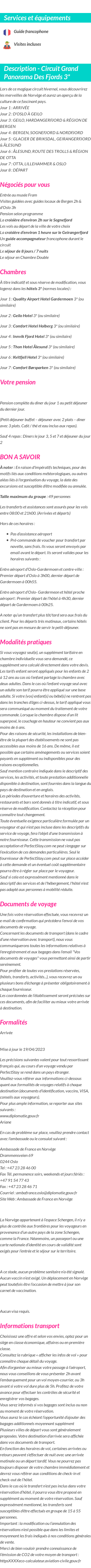 Détails du séjour