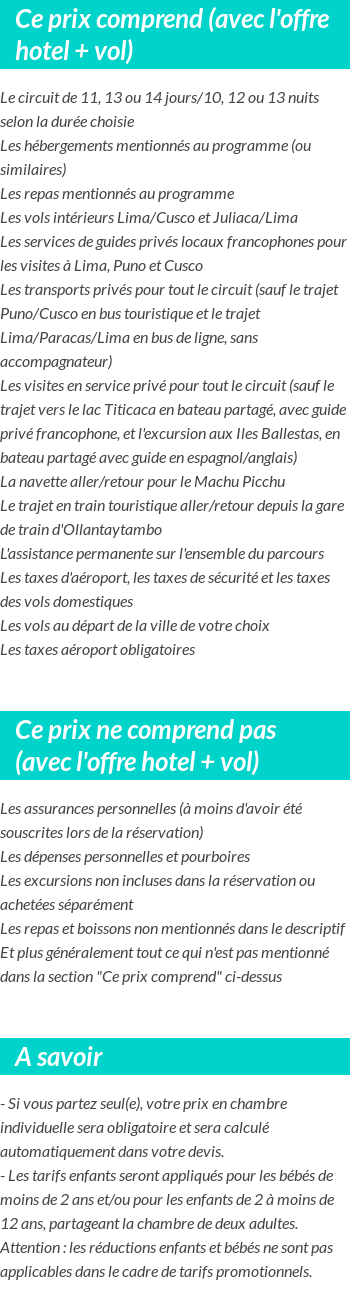 Conditions tarifaires