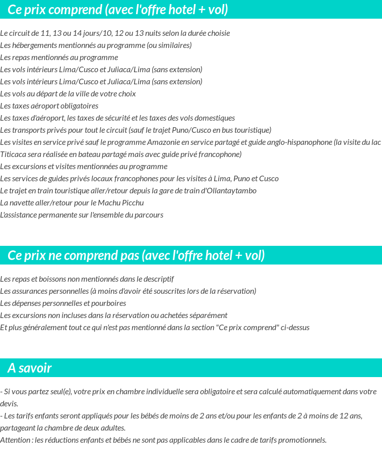 Conditions tarifaires