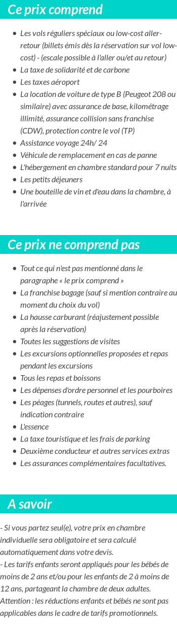 Conditions tarifaires