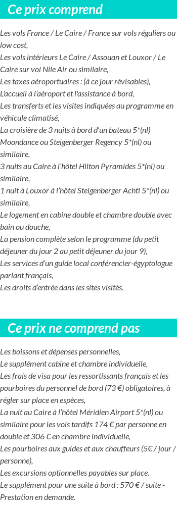 Conditions tarifaires