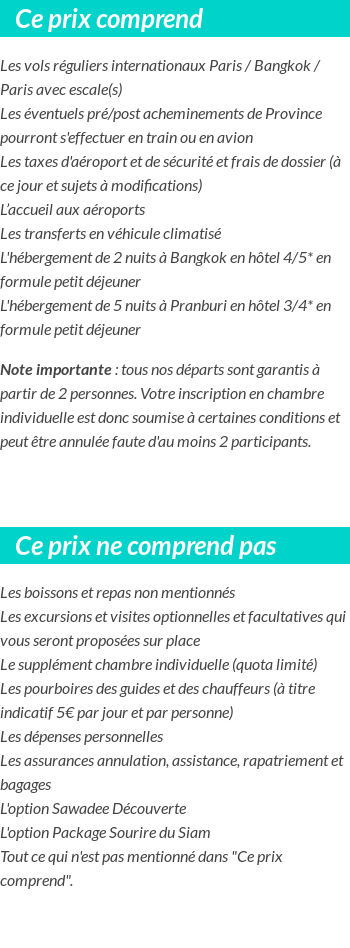 Conditions tarifaires