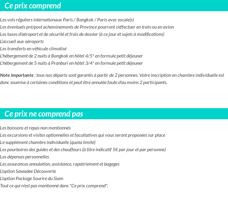 Conditions tarifaires
