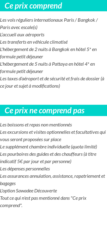 Conditions tarifaires