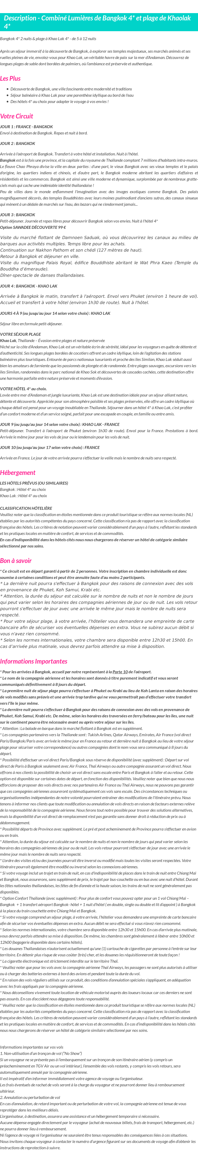Détails du séjour