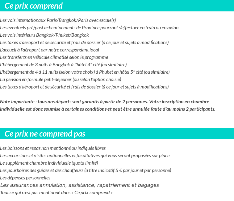 Conditions tarifaires