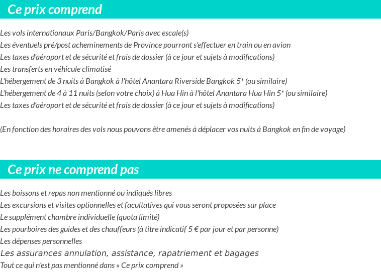 Conditions tarifaires