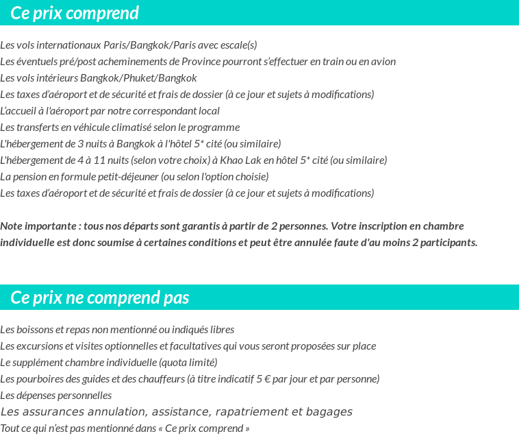 Conditions tarifaires