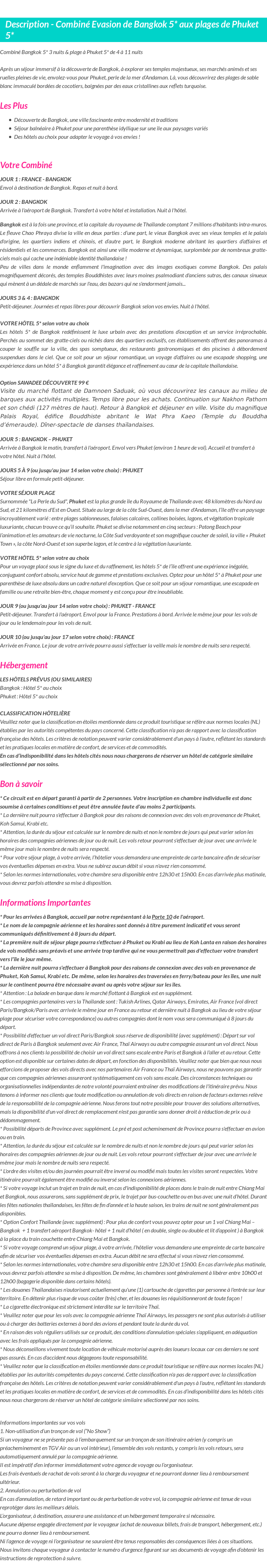 Détails du séjour