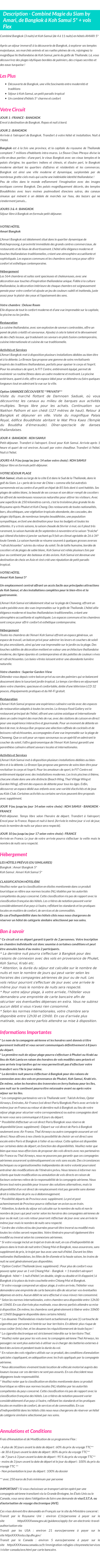 Détails du séjour