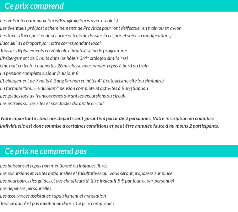Conditions tarifaires