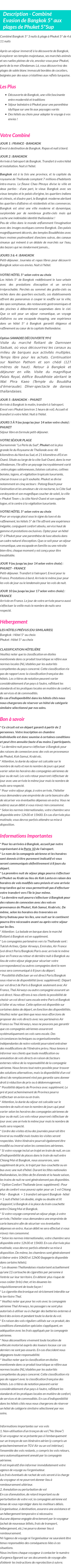 Détails du séjour