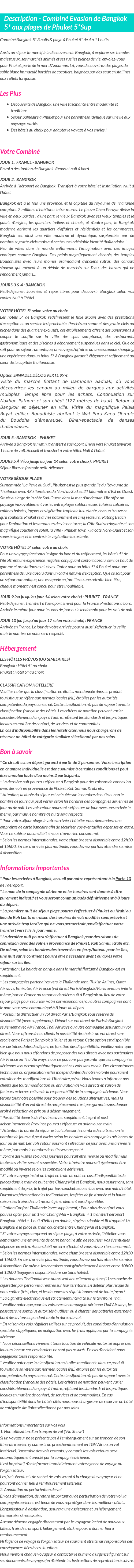 Détails du séjour