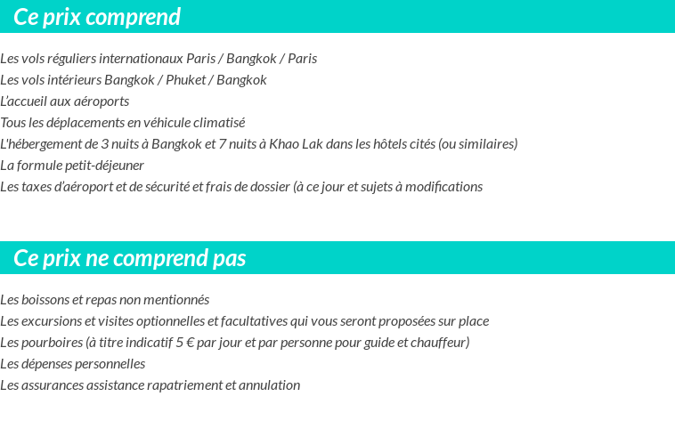 Conditions tarifaires