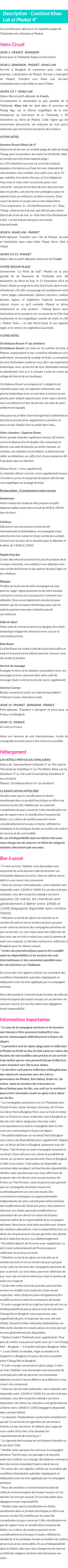 Détails du séjour