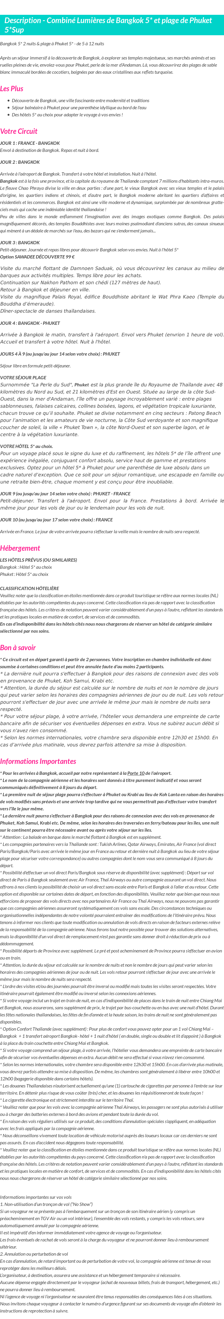Détails du séjour
