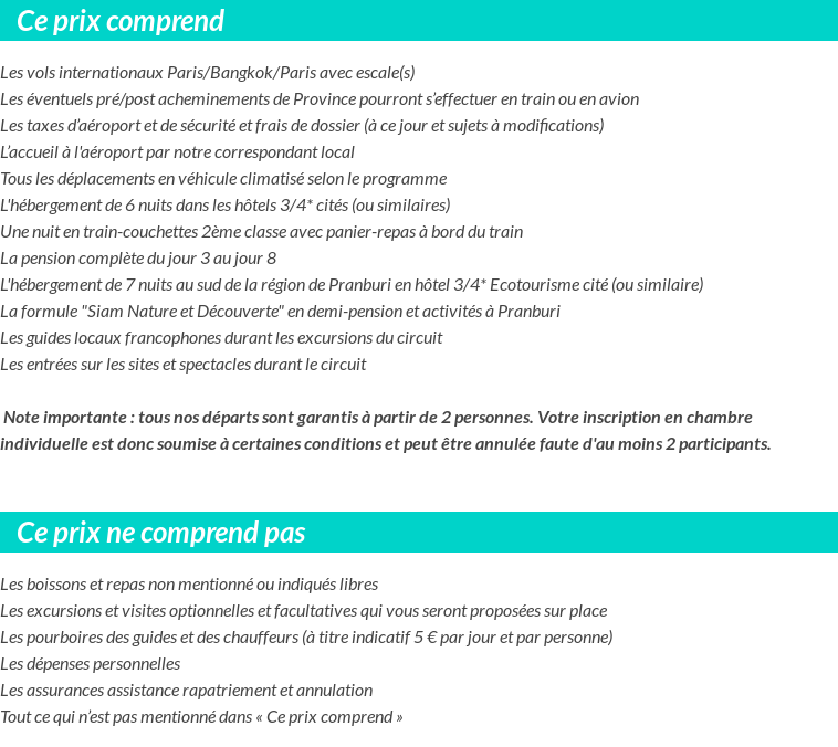 Conditions tarifaires