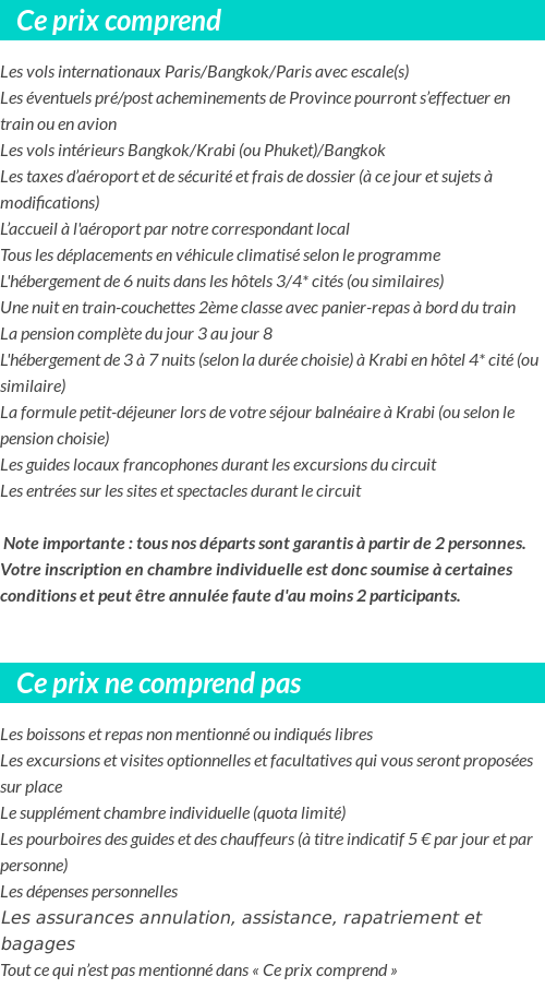 Conditions tarifaires