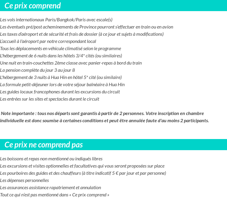 Conditions tarifaires