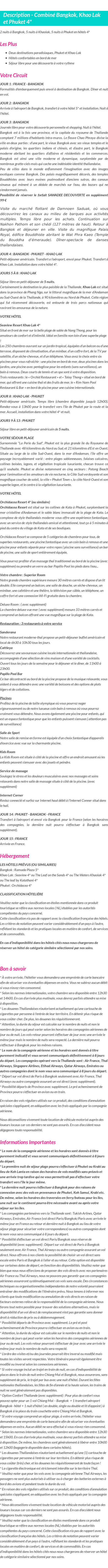 Détails du séjour