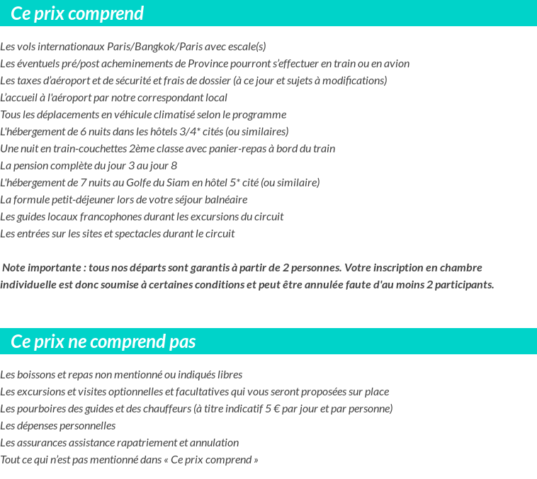 Conditions tarifaires