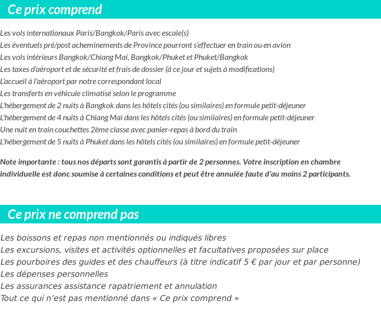 Conditions tarifaires
